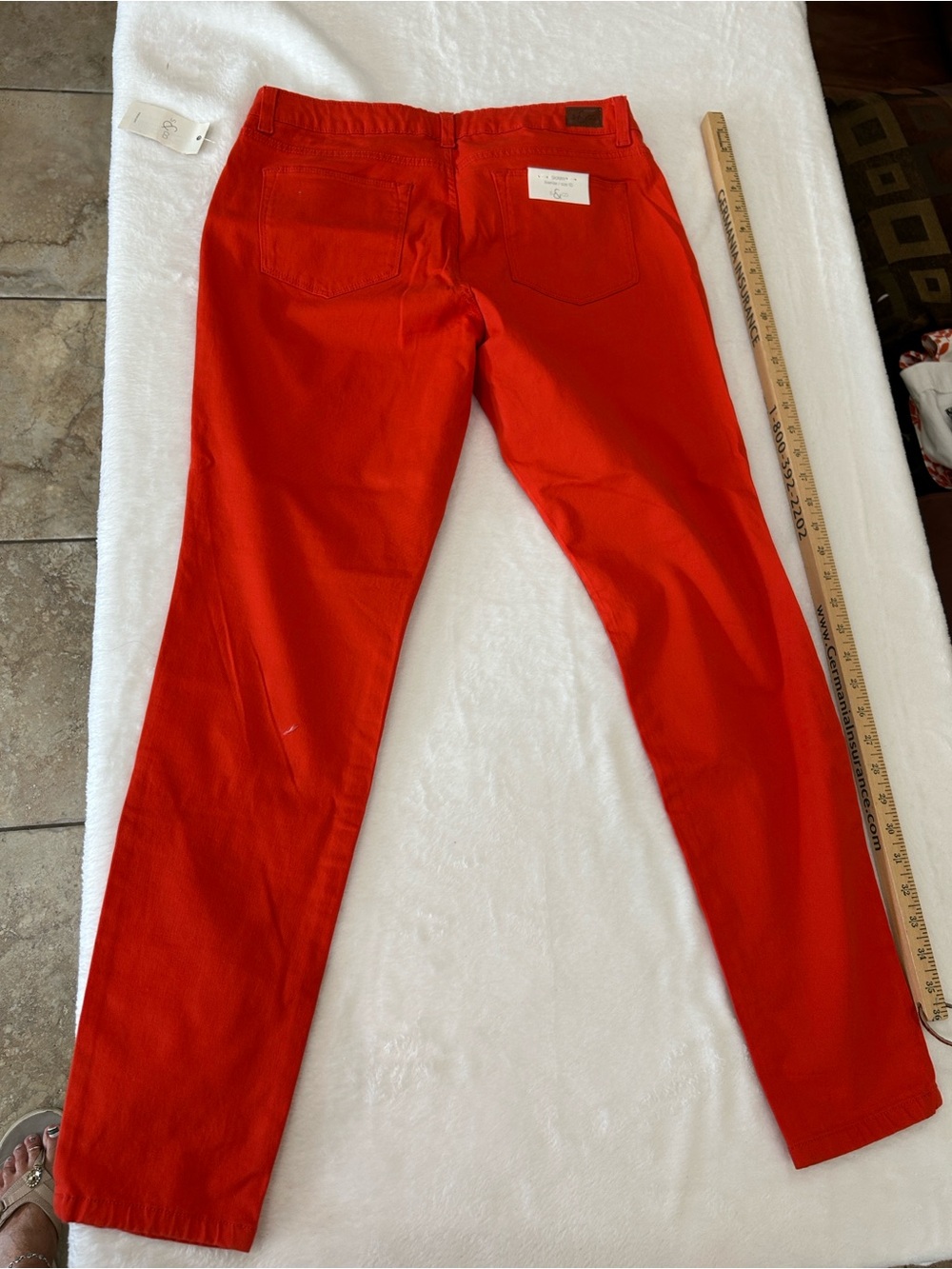 Bright Redish Orange Women's Skinny Jeans - Stretch Fit - Picture 2 of 12